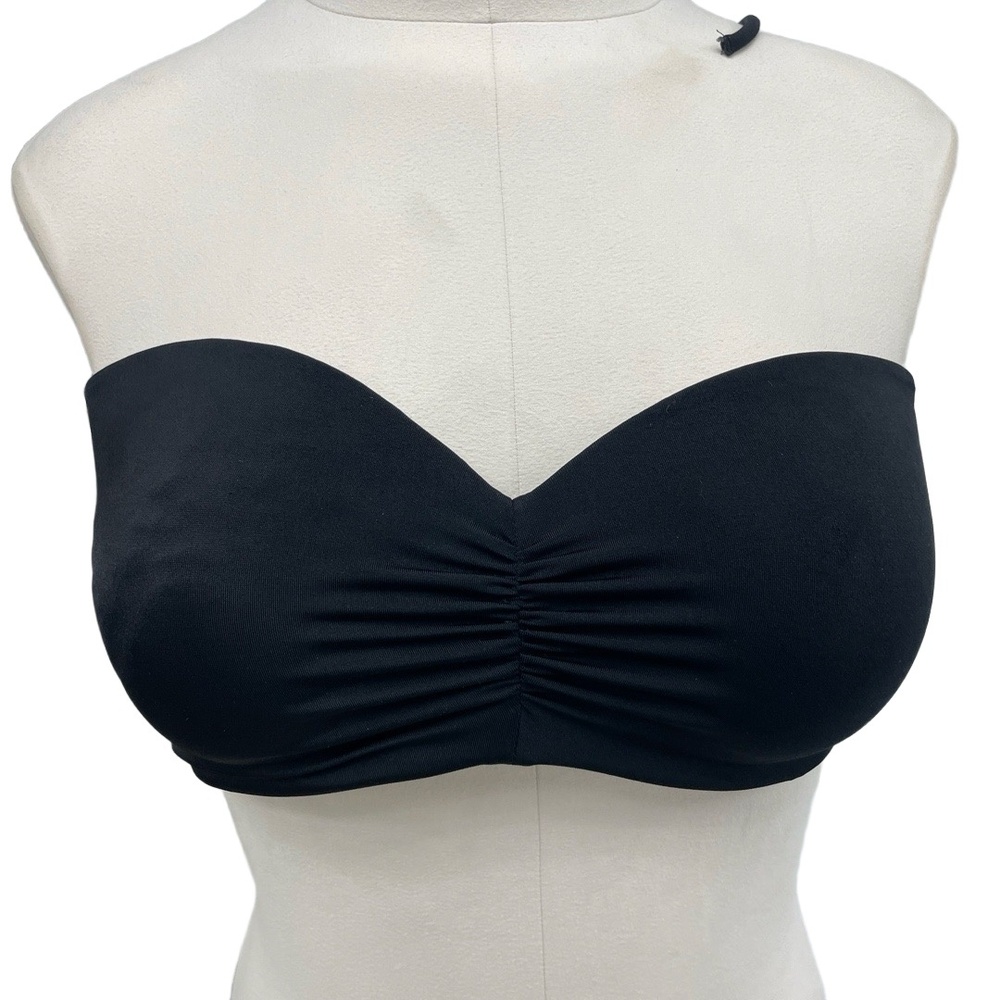 Victoria's Secret PINK Black Padded Strapless Bikini Top Small C/D bandeau tie